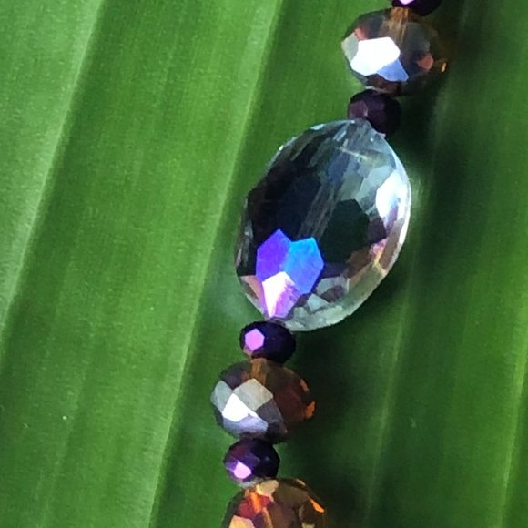 35  3/4" Magical Fairy Purple Faceted Crystal Glass Necklace $40 - Picture 13 of 17